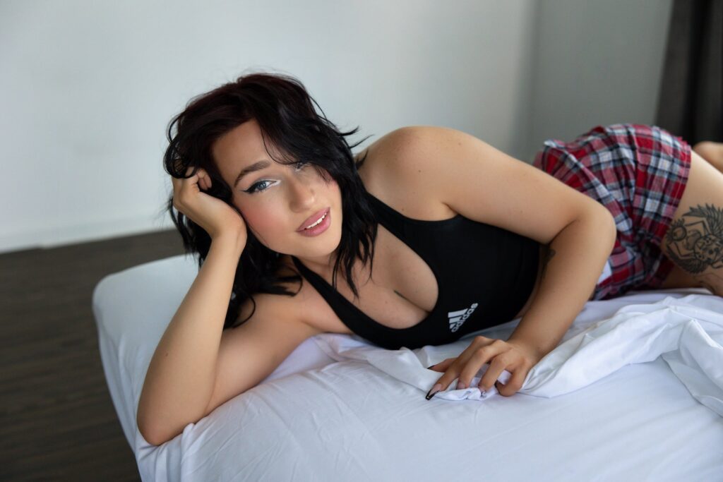 Woman wearing sports bra and boxers